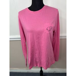 Ivory Ella Pink Long Sleeve Pocket Tee with Dog in a Scarf Graphic Size Medium